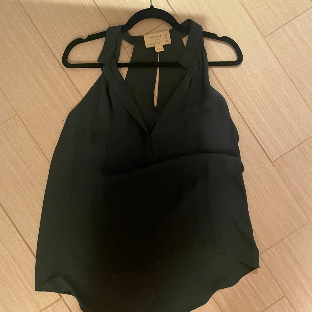 Hunter green silk tank